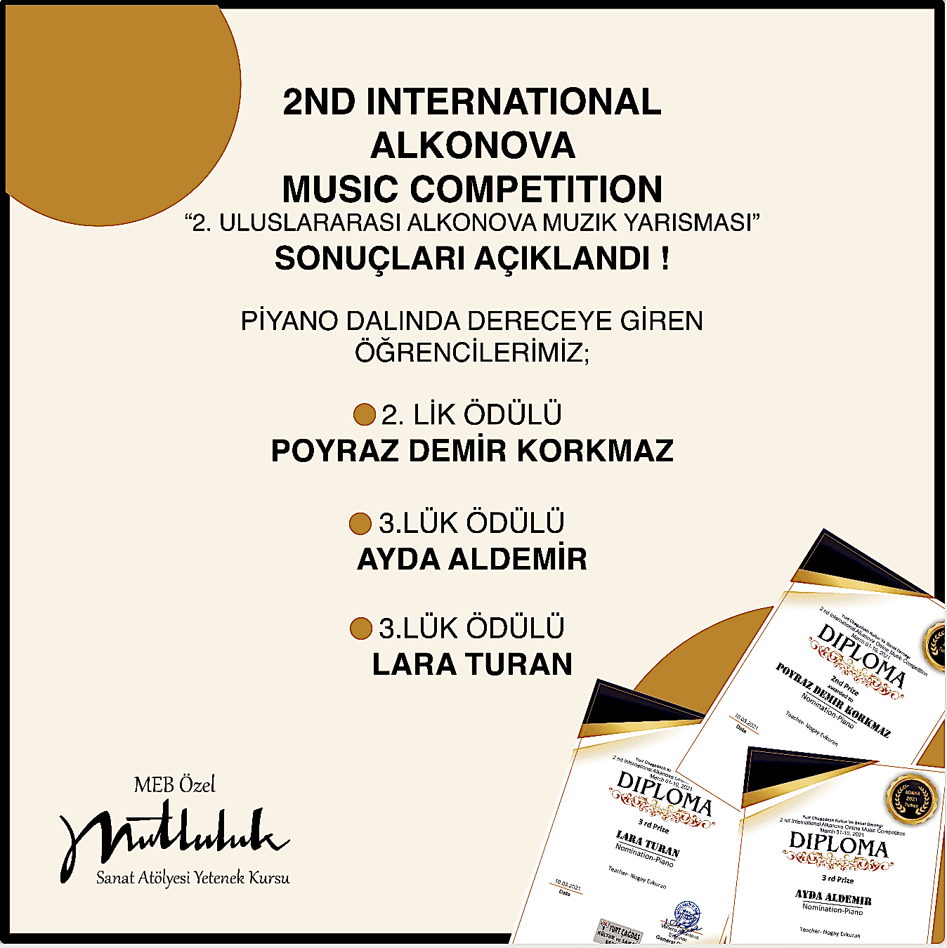 2ND INTERNATIONAL ALKONOVA MUSIC COMPETITION - 2. ULUSLARARASI ALKANOVA MÜZİK YARIŞMASI SONUÇLARI AÇIKLANDI ! 